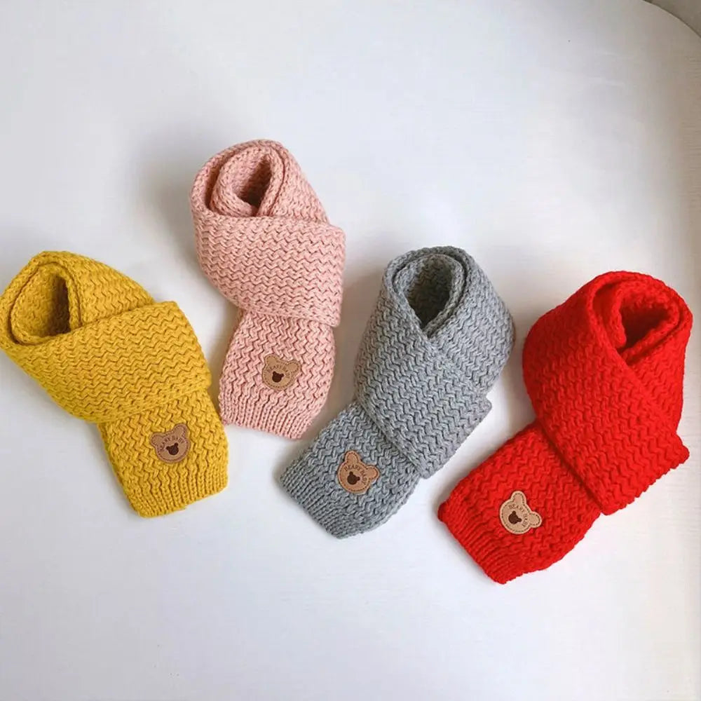 Kids Bear Autumn Winter Knitted Scarf